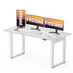 FitStand 160x75cm Dual Motors Standing Desk-Height Adjustable Desk with Splice Board Stand Up Desk Home Office Desk with Memory Smart Pannel Sit Stand Desk(White)