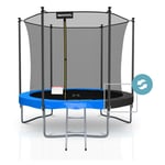 Trampoline extérieur Classique 8Ft ø244cm avec coussin de protection réversible Bleu/Noir, Echelle et Filet de sécurité