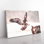 Big Box Art Eagle Attack Painting Canvas Wall Art Print Ready to Hang Picture, 76 x 50 cm (30 x 20 Inch), White, Grey, Brown