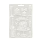 Stamperia - Soft Mould A5 for Scrapbooking, Albums, Bullet Journals and More, Suitable for Soft Clay, Ceramic Powder and More, Perfect for Hobbies, Crafts and Gifting (Masquerade, Flute and Cakes)