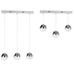 Visconte Corona Ceiling Pendant Bar Sparkle Ball LED 3 Light - Polished Chrome  