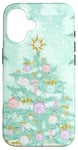 Coque pour iPhone 16 Décoration d'hiver pour sapin de Noël Vert menthe pastel