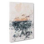 Ocean Beneath a Peach Sky Watercolour Canvas Print for Living Room Bedroom Home Office Décor, Wall Art Picture Ready to Hang, 30 x 20 Inch (76 x 50 cm)