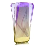 COQUE SILICONE INTEGRALE 360 AVANT ARRIERE POUR IPHONE 7 PLUS 8+ VIOLET JAUNE