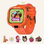 Kidphone Masha Et L'ours - Montre Intelligente 4g Pour Enfants Avec Traceur Gps, Messagerie Kidgram Avec Contenu Sécurisé, Appels Audio Et Vidéo Bidirectionnels, Bouton Sos, 2 Caméras (Orange)