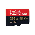 SANDISK EXTREME PRO MICROSDXC SQXCD 256GB V30 U3 C10 A2 UHS-I 200MB/S R 140MB/S W 4X6 SD ADAPTOR LIFETIME LIMITED