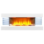 Sureflame WM-9332 Electric Wall Fireplace Suite with Downlights & Remote in P...