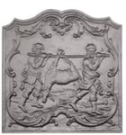 Plaque de cheminée le chasseur, son fils et la biche grise H. 61 cm X L. 60 cm, Dommartin