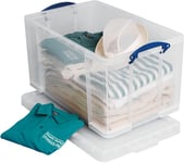 84L Clear Plastic Storage Box, Really Useful, Stackable, Organizing Solution