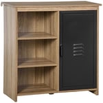 HOMCOM Buffet Industriel - Meuble de Rangement sur Pied 3 niches Placard - en Bois et Porte métal Noir