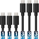 Câble Micro USB,Charge Rapide,(3 x 30 cm + 3 x 90 cm) Câble de charge haute vitesse 5V-3A Compatible avec Manette PS4 Galaxy S7/S6/J7,Huawei,Motorola,Nokia et autres appareils (CB-U631)(Q458)