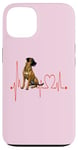 Coque pour iPhone 13 Black Mouth Cur Dog Heartbeat ECG Mes chiens sont mon cardio