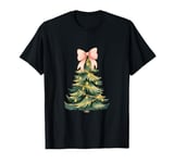 Coquette Bow Merry Christmas Xmas Tree Santa Pajamas Holiday T-Shirt