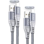 USB Type C-kabel 3a snabbladdningskabel, 2-pack 1m 2m USB A till USB C laddningskabel flätad datasynkronisering för Samsung Galaxy S10 S9 S8, nej