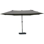 Outsunny - Parasol de jardin xxl dim. 4,6L x 2,7l x 2,4H m ouverture fermeture manivelle pied & contrepoids inclus acier polyester haute densité gris