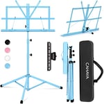 CAHAYA Sheet Music Stand Metal Portable with Carrying Bag, Sheet Music Folder, Projector Stand, Portable Podium Stand, Laptop Stand Blue, CY0204-3