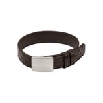 Emporio Armani Men's Silver Leather Bracelet, EGS3135040