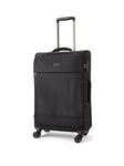 Rock Luggage Paris 8 Wheel Softshell Lightweight Medium Suitcase With Lock -Black