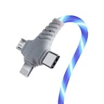 TG 3-i-1 USB Lysande Laddkabel, 1 m - Blå