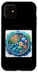 Coque pour iPhone 11 Nouilles ramen comme courants marins avec étoile de mer. bouillon de corail
