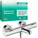 hansgrohe Ecostat Fine - Mitigeur baignoire thermostatique, Robinet de baignoire apparent avec arrêt de sécurité (SafetyStop) à 40°C, Thermostat 2 sorties, Chromé, 13325000