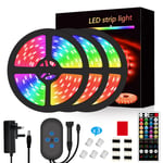 Segrass RGB LED Strip Lights 15m,Music Sync LED Light Strips,Color Changing,SMD 5050,LED Lights for Bedroom,Home,TV,Party,Decoration(3 Rolls of 5m)