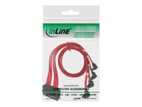 InLine - Câble SATA / SAS - 4 voies - 4i MultiLane 32 broches pour SATA - 50 cm - connecteur à 90° - rouge