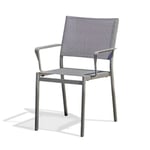 Fauteuil de jardin empilable - Textilène et aluminium - Gris Anthracite - STOCKHOLM  