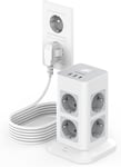 Multiprise Tour Parafoudre Parasurtenseur Avec 8 Prises Et 3 Usb, Prise Multiple Avec Interrupteur, Bloc Multiprise Electrique Pour Bureau Et Maison, Rallonge 5M[MUL210046]