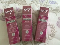 3 X No7 Restore & Renew Face & Neck Multi-Action SERUM 30ml Brand New