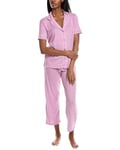 N Natori Women's S/S Notch Pj Length 25" Inseam 26" Bathrobe, Ht Pink Orchid, M