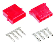 Set of Red Male & Female 4 Pin Molex Connectors with Pins for PC Power Supply