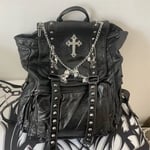 Rivet Y2k Ryggsäck Kvinnlig Gotisk Subkultur Punk Cross Svart Dam Retro Harajuku Ryggsäck Estetik Black