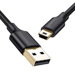 Ugrønn USB-A til mini USB-kabel, 480 Mbps, 3m - Svart