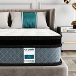 Crystli Matelas Hybride 90x200 7 Zones pour Un allègement de Pression et Sommeil Plus Frais Matelas à Ressorts, degré de fermeté H3 avec Une Excellente élasticité ponctuelle, Hauteur du Matelas 21 cm