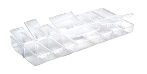 Rayher 3902300 boite de rangement plastique, 14 sections pratiques, transparent