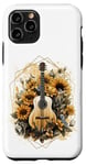 Coque pour iPhone 11 Pro Guitare acoustique Tournesol Musique Femmes Graphic