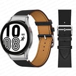 (Musta-hopea)Nahkaranneke Samsung Galaxy Watch 4 Classic 46mm 42mm 44mm 40mm Älykellon vyö Ei aukkoja Rannekoru Correa Galaxy Watch 4 Ranneke - Kellon rannekkeet