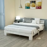 Lit en bois lit double composé d'un cadre de lit avec tête de lit avec sommier à lattes 200 x 140 cm en bois massif fsc lit double massif utilisable