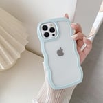 QLTYPRI Compatible with iPhone 14 Pro Case,Cute Curly Wave Frame Clear Case for Girls Women,Transparent Soft Silicone TPU Bumper Shockproof Protective Phone Cover for iPhone 14 Pro- Light Blue