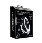 Gioteck Viper Pack - Cable Gaming HDMI PS5/Xbox Series x Premium 2.1 8K et USB C Charge Rapide, Cable Nylon de 3 mètres Connecteurs 24K - Haute Qualité - Compatible PS4/PS5/Xbox One/Series/PC - Blanc