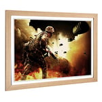 Big Box Art Framed Print of War Battle Scene Army (1) Design | Wall Art Picture | Home Decor for Kitchen, Living, Dining Room, Bedroom, Hallway, Office, Oak, A2 / 24.5x18 Inch / 62x45cm