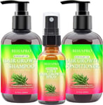 Hair Growth Shampoo and Conditioner Sets w/6 in 1 Heat Protectant Spray,Rosemary