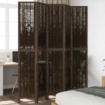 Room Divider 5 Panels Dark Brown Solid Wood Paulownia vidaXL