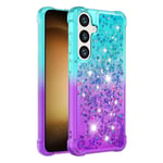 SKALO Samsung S24 Juoksuhiekka Glitter Sydämet TPU kuori - Turkoosi-Violetti