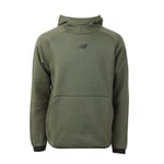 New Balance Mens R.W. Tech Fleece Pullover Hoody in olive Cotton - Size Small