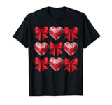 Cute Red Coquette Bow Heart Disco Ball Cute Valentine’s Day T-Shirt