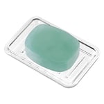 InterDesign Porte-Savon rectangulaire en Plastique pour évier de Salle de Bain ou Douche - Design strié - Transparent - 8,9 x 13,3 cm