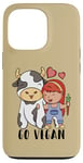 Coque pour iPhone 13 Pro Vache mignonne et fille, Go Vegan