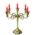 YOUEON Chandelier à 5 Bras - 26 cm - Bronze Antique - Bougeoir en Bronze - pour Bougies piliers de 2,5 cm de diamètre - Décoration de Mariage